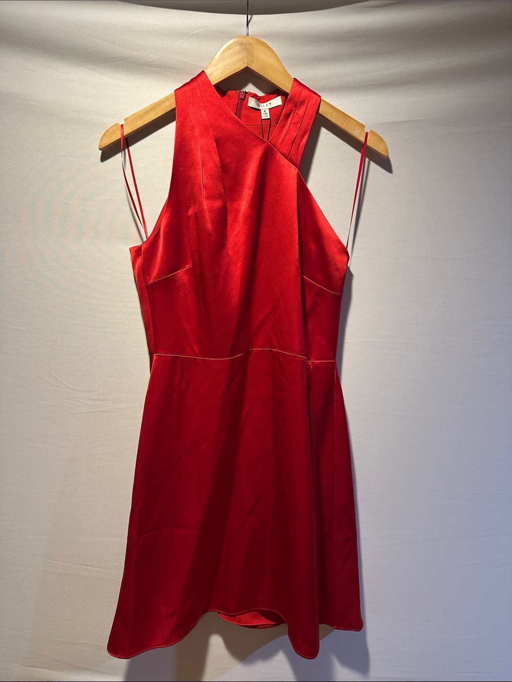Milly Tiffany Hammered Satin Mini Dress in Red
